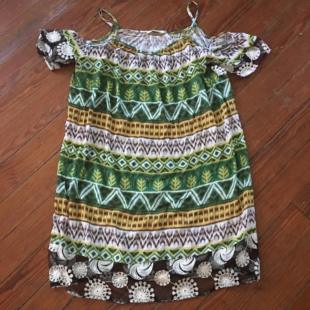 Cute off the shoulder poly cotton dress